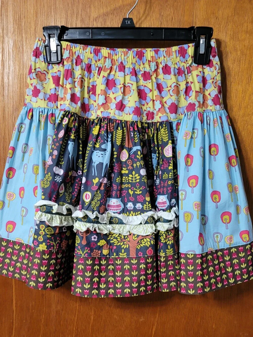 Matilda Jane Light Blue Floral & Yellow Tiered Skirt Girls Size 12 (1026)